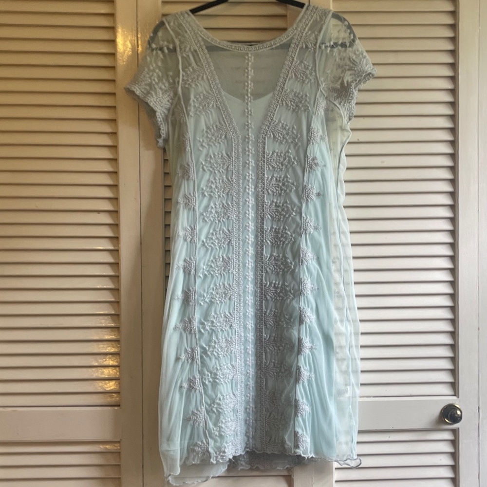 Sundance Embroidered Mesh Overlay Dress